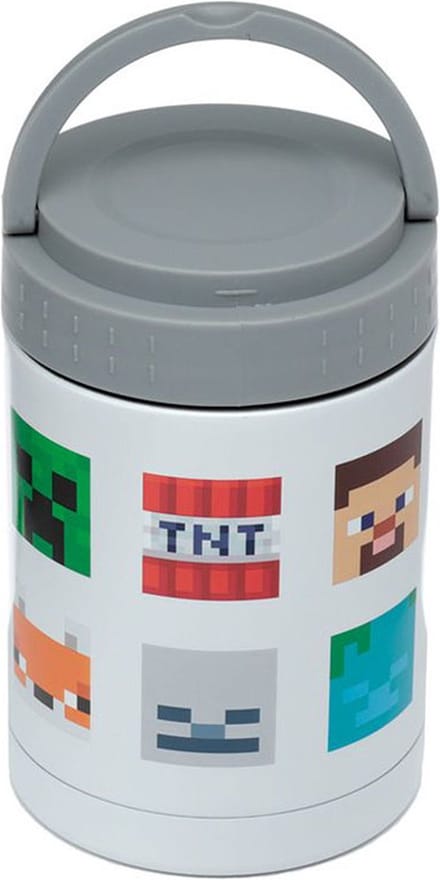 Minecraft Gezichten - Duurzame RVS Thermos Lunch Heet & Koud Lunchpot 500 ml