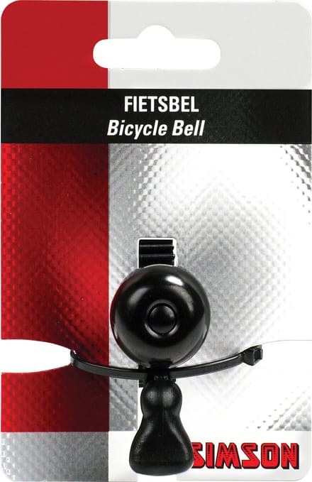 Fietsbel Simson ø23mm met rubber elastiek bevestiging - zwart