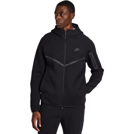 Nike Tech Windrunner herenjack van fleece met rits over de hele lengte Tech - Zwart- Heren, Zwart L