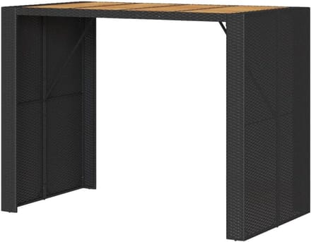 Tuin Bartafel - Houten Tafel - Buiten Genieten - Polyrotan Frame - 145 cm - Zwart