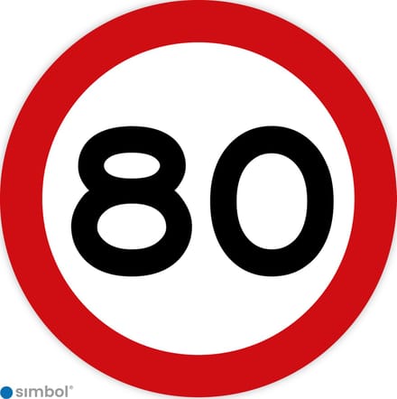 Simbol - Stickers 80 km - Maximaal 80 km/u - Duurzame Kwaliteit - Formaat ø 30 cm.