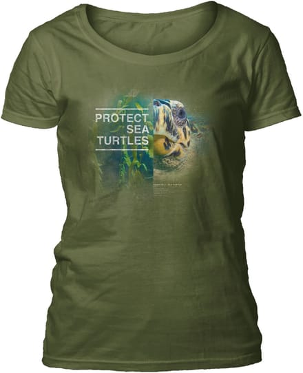 Ladies T-shirt Protect Turtle Green S