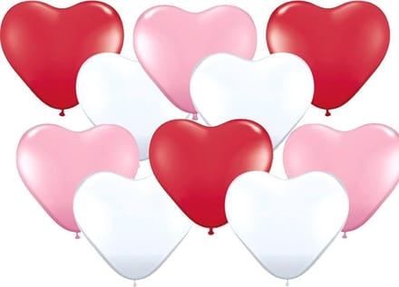Ballonnen Hart Roze,Rood & Wit 10 stuks 26 cm