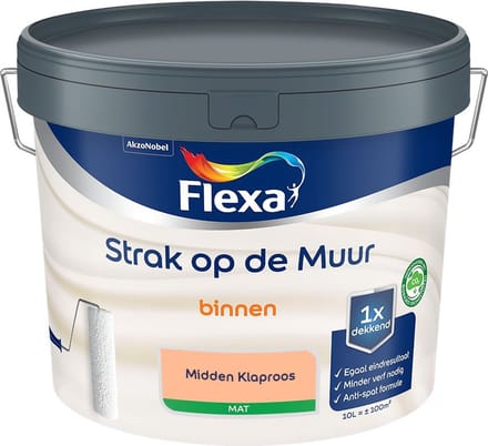 Flexa - Strak Op De Muur Binnen Mat - Midden Klaproos - Mengverf - 10 L