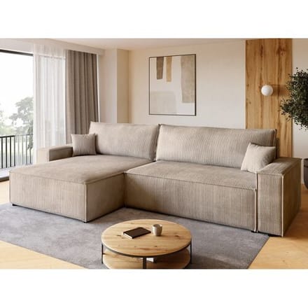BroMARKT Hoekbank met slaapfunctie beige ADI XL