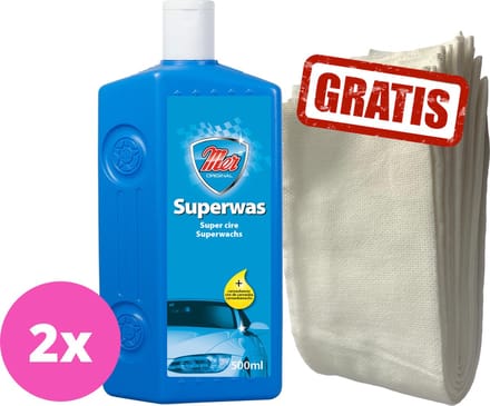 Mer Original Superwas - professionele was voor auto - 2x 500 ml - poetsdoeken