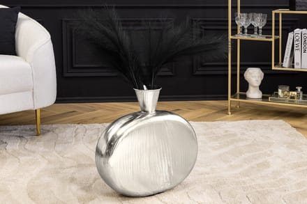Handgemaakte vaas ORIENT L 50cm zilver metaal gehamerd design - 44867