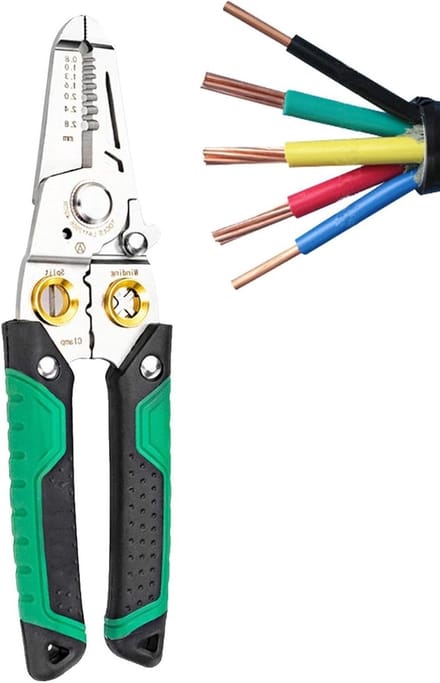 Kabelstriptang - Handgereedschap - Elektrisch Onderhoud - Multifunctioneel 5-in-1 - 19 cm Lengte - Groen Zwart