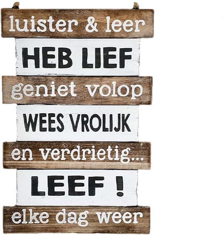 Houten tekstbord - Hangend - Luister & Leer - Kado