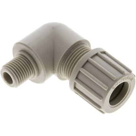14x12mm & G1/4'' PP L-Vorm Knelfitting Buitendraad 10bar