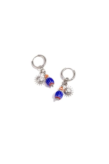 Sun Happy Charm oorbellen zilveren kleur