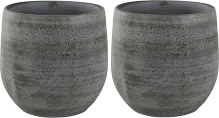 Ter Steege Plantenpot - Set van 2x stuks - modern - mystic grijs - 18 x 16 cm