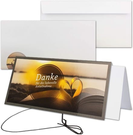 Set van 8 Elegante Condoleancekaarten in Hartvorm met Envelop en Extra Vellen