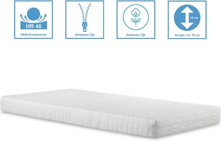 Anno 1588 Matras Londen - HR40 Koudschuim matras - Open celstructuur - Medium - ca. 16 cm - 70x200 cm