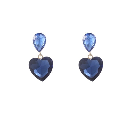 Go Dutch Label Oorknoppen Heart Stone Dangle Goud Blauw
