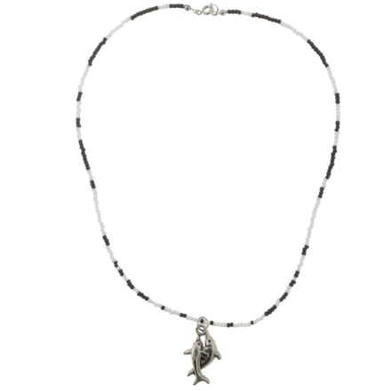 Behave - Ketting - Dames - Dolfijn Hanger - Zwart - Wit - Zilver kleur - 42 cm