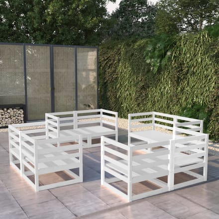 vidaXL - 8-delige - Loungeset - massief - grenenhout - wit