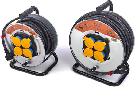 HBM 25 meter spatwaterdichte IP44 stroomhaspel 3 x 1,5 mm