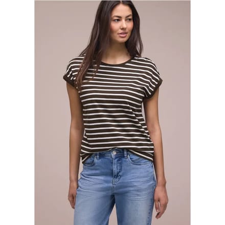 Shirt met losse schouders en strepen