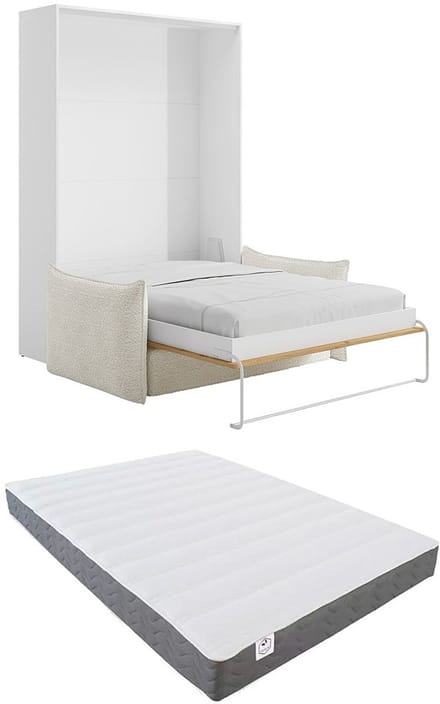 Vente-unique Bedkast hout natuurlijk licht, wit 140 x 200 cm