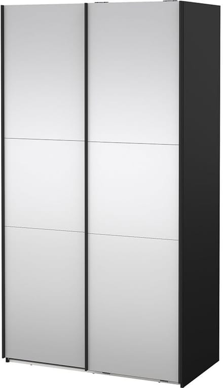 Como schuifdeurkast 2 deuren met spiegel 120x220cm mat zwart.
