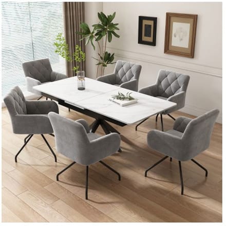 Ensemble de chaises - MUVOE - 6 chaises - Rembourrées - Métal - Gris clair gris
