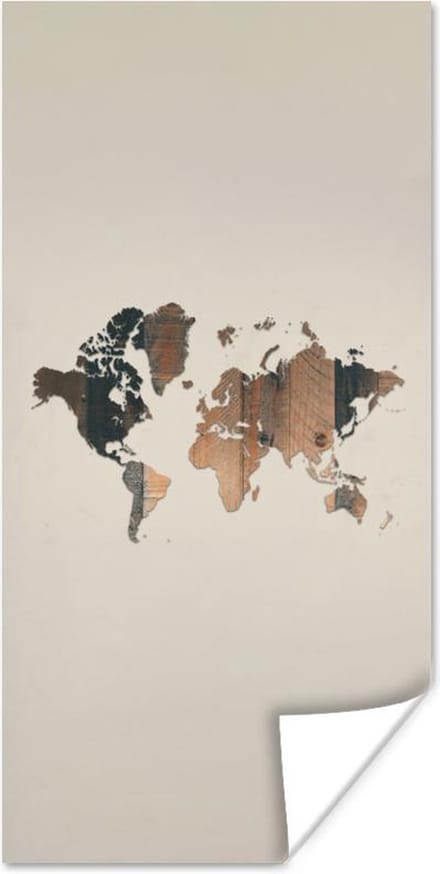 Wereldkaarten - Wereldkaart -Hout - Plank - 80x160 cm