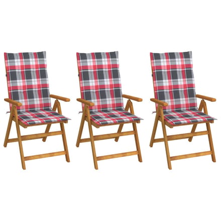 vidaXL - Inklapbare - stoelen - 3 - st - met - kussens - massief - acaciahout