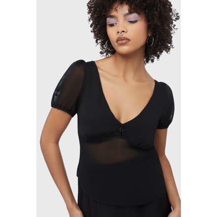 Killstar - Gothic Top - Beneath The Eclipse - Fawnlight Top (Black) - S tot XXL - voor Vrouwen - zwart