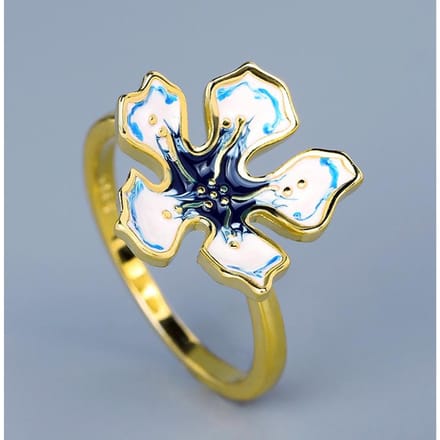 Populaire Nieuwe Bloemenring Elegante Dames Temperament Bruidsring Handgemaakte Emaille Sieraden No. 10 white