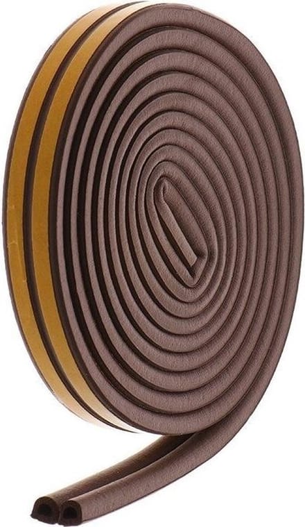 Universele Tochtstrip - Zelfklevende Deurstrip - Waterdicht en windbestendig - Tochtwering - 9MM / 5,5MM - 5 Meter (2x2,5M) - Bruin Type D