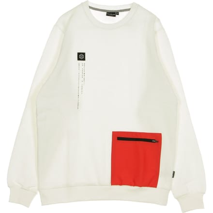 Sweatshirt met ronde hals en zak voor heren, wit en rood, wit/rood
