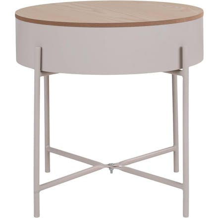 Bijzettafel Sisco - Ø40cm - Met Opbergruimte - Grijs