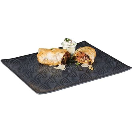 GGM Gastro (6 Stück) GN-Tablett 1/2 - DARK WAVE - Melamin - Höhe: 20mm - Schwarz