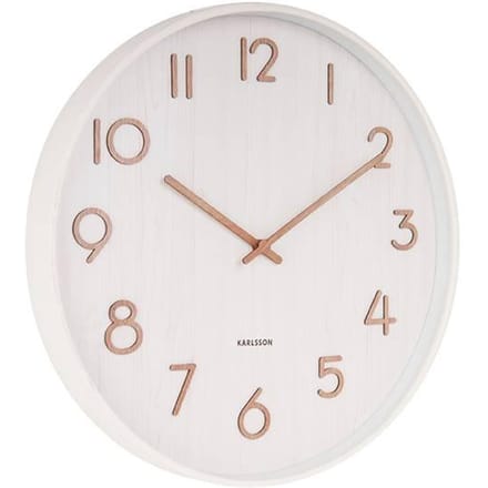 Karlsson Wandklok Pure - Wit lindehout - Large - Ø60cm - Scandinavisch