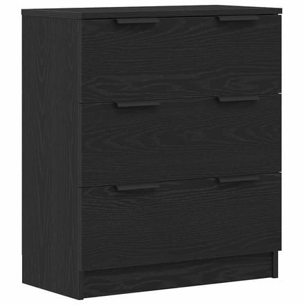 vidaXL - Dressoir - Zwart - Eiken - 60 - x - 30 - x - 70 - cm - Bewerkt - hout