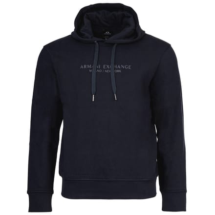 Printed Hooded Cotton Sweatshirt with Long Sleeves - Blue