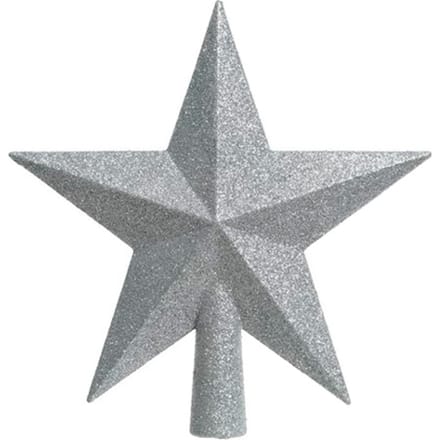 Decoris kerstboom piek - ster vorm - zilver - glitter - 19 cm - kunststof - kerstpiek