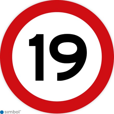 Simbol - Stickers 19 km - Maximaal 19 km/u - Duurzame Kwaliteit - Formaat ø 15 cm.