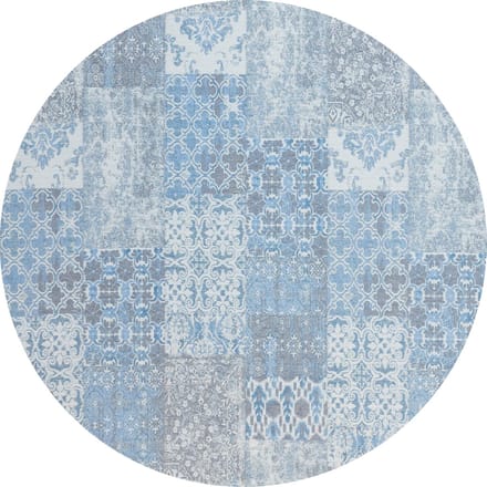 Vintage rond vloerkleed - Patchwork - Tapijten woonkamer - Sunrise blauw - 200cm ø