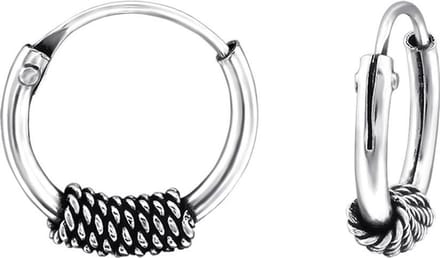 Amanto Oorbellen Frea A - 925 Zilver Geoxideerd - Bali - ∅12mm