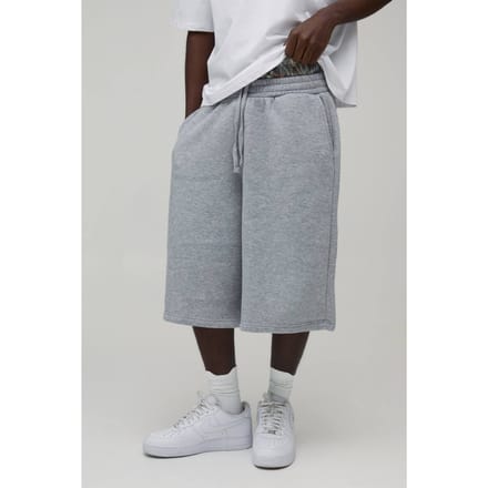 Printed Double Waistband Jersey Bermuda Jort | Grey Marl | Size Medium
