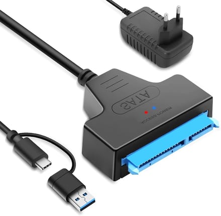 USB adapter voor externe en interne harde schijven 2.5 & 3.5 SSD/HDD met 12V 2A voeding, compatibel met Windows, Mac en Linux - Ideaal voor dataoverdracht en opslaguitbreiding