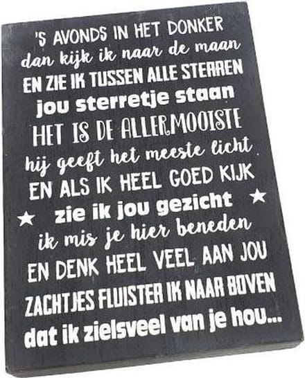 Tekstblok 's avonds in het donker, jouw sterretje staan - 18x25cm
