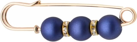 Fako Bijoux® - Sierspeld - Sjaalspeld - Vestsluiting - Vestspeld - Parels & Strass - 65mm - Donkerblauw