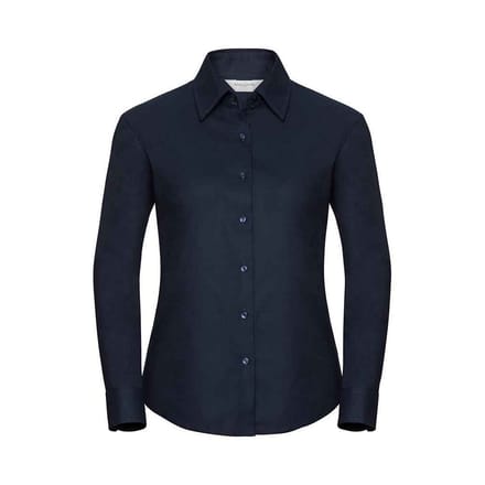 Russell Dames/Dames Oxford Easy-Care overhemd met lange mouwen (Heldere marine)