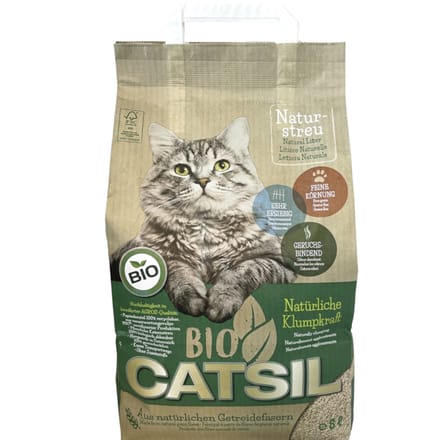Dubbelpak: 2x 8 liter organische kattenbakvulling op basis van granen Catsil