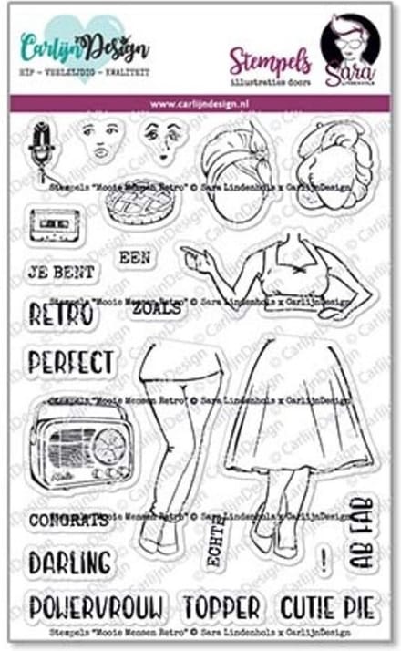 Clearstamps A6 - Mooie mensen retro - Sara Lindenhols