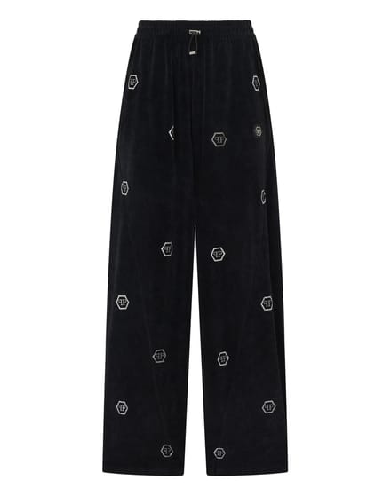 Chenille Skater Fit Tracksuit Pants Monogram Strass