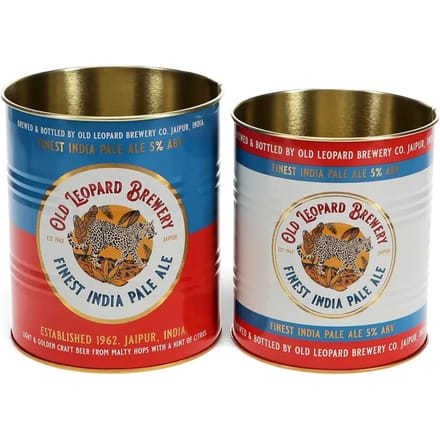 Rex London Retro Storage Tins - Bewaarblikken Medium - Old Leopard Brewery - Rood/Wit